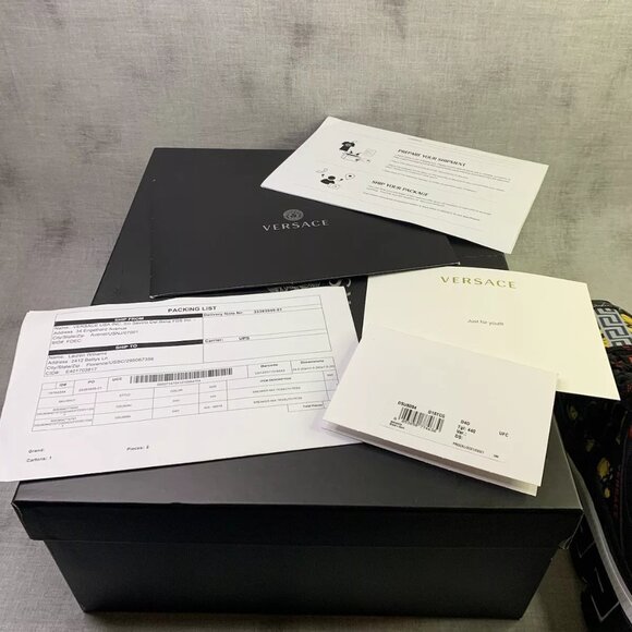 Versace Men's Trigreca Barocco Sneakers Black/Red/Yellow 11 IT DSU8094 - Picture 6 of 6